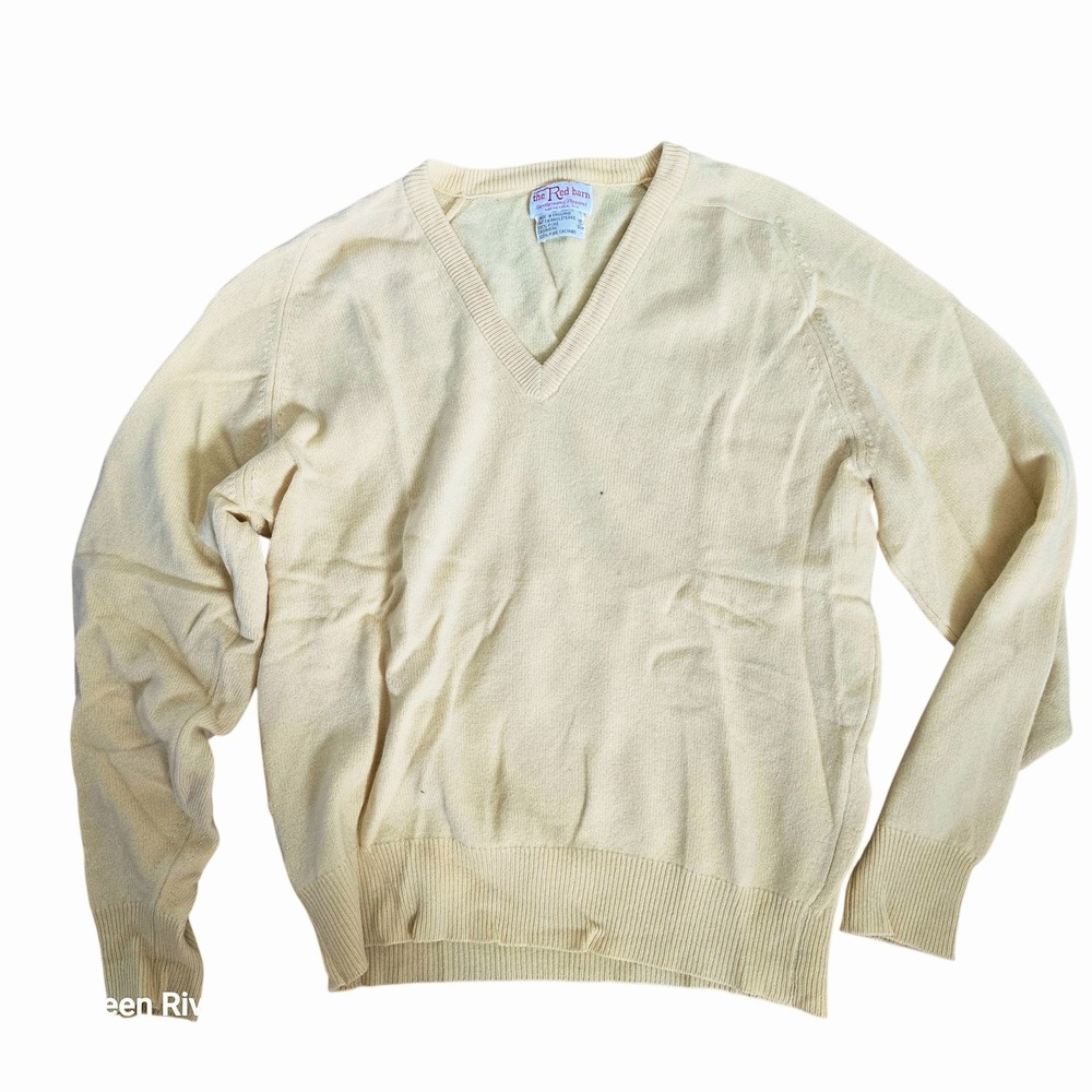 The Red Barn Mens Vintage Cashmere V-Neck Sweater England‎ Rochester NY Yellow